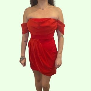 Elegant Off-Shoulder Red Mini Dress